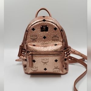 MCM Metalic Visetos Studded X-Mini Backpack